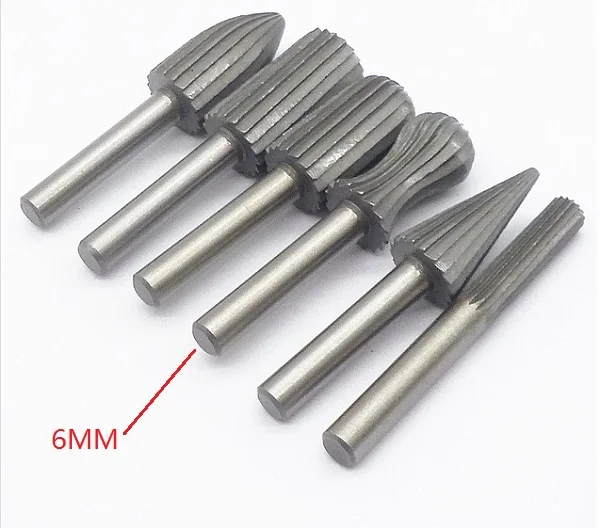 New 6pc Hss Rotary Milling Cutter  Wood Carving Rotary Tools