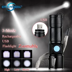 LED Flashlight Aluminum alloy Waterproof Mini Q5 LED 1000 Lm USB Rechargeable Zoomable Focus Lanterna Torch For Camping