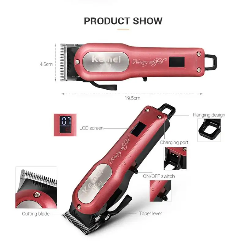 Перезаряжаемый электрический триммер для волос, мощная Бритва для бороды, Беспроводная Машинка для стрижки волос, триммер для бороды с 4 направляющими расческой