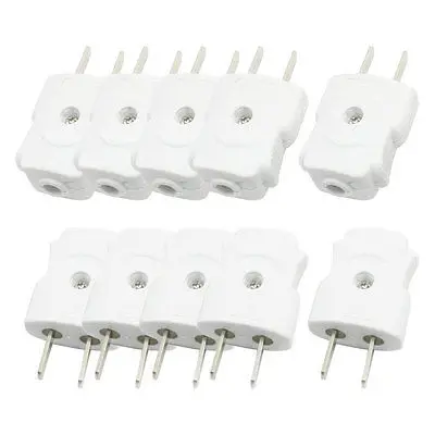 250V AC 10A Rotation 2 Pin US AU Rewirable Power Plug Connector 10 Pcs