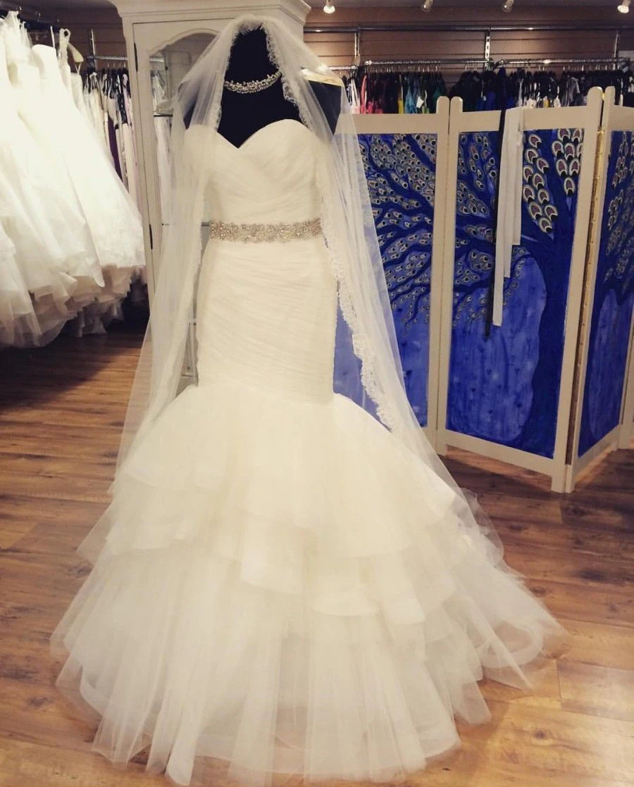 Robe de mariée en Tulle sans bretelles, tenue de soirée, sirène, cristaux, jupe trompette, 2019