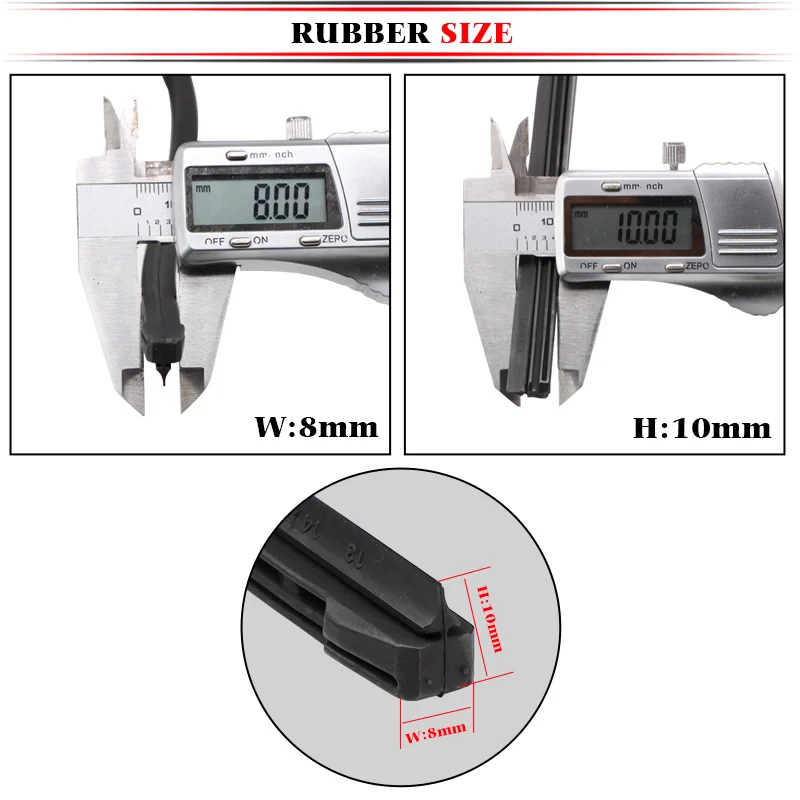 Car Wiper Blade Hybrid Auto Vehicle Insert Rubber Strip (Refill) 8mm 14\