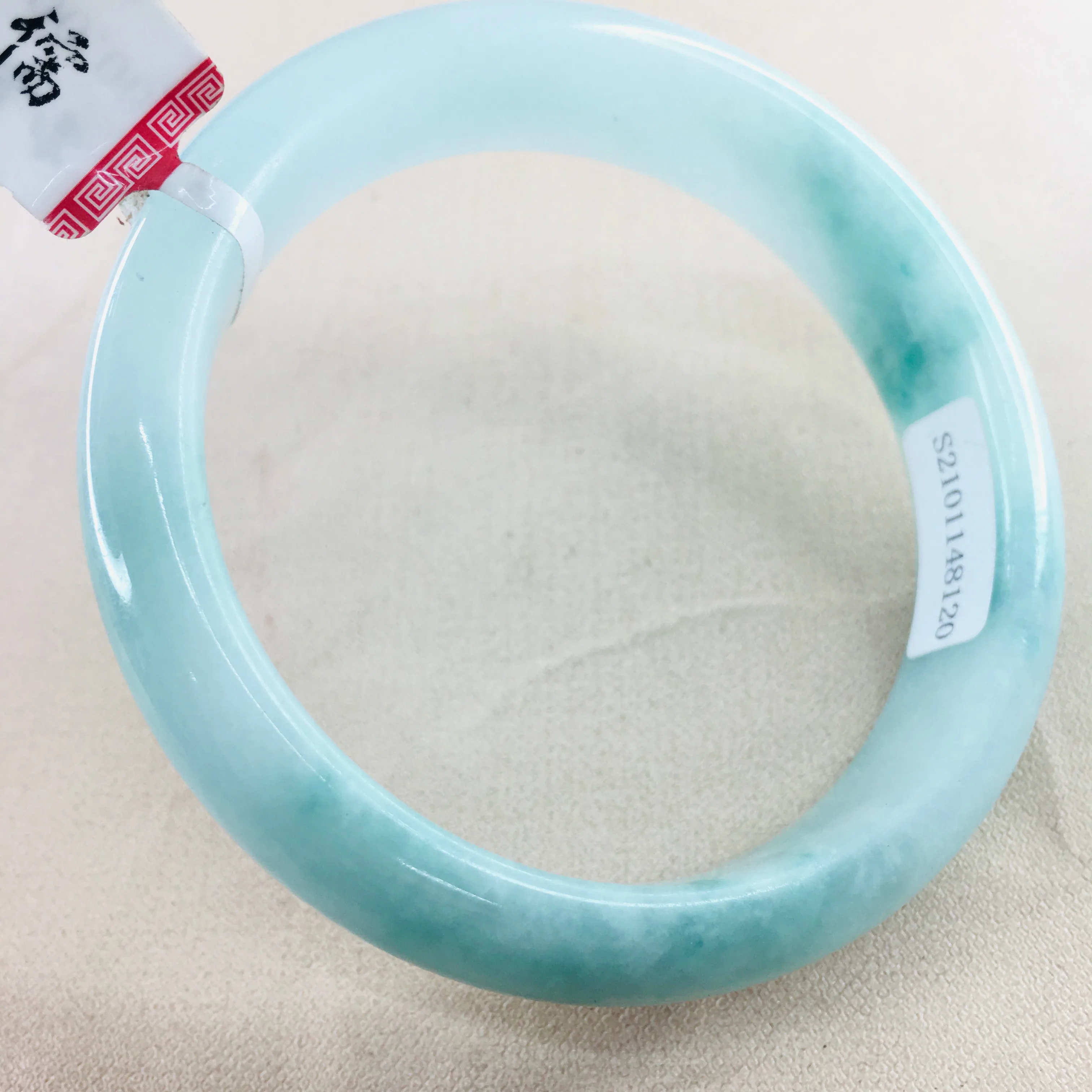 Zheru Jewelry Pure Natural Jadeite Bracelet Natural Elegant Light Blue 52-61mm Female Jade Bracelet Gift Certificate