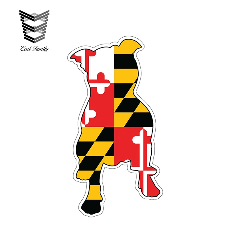 EARLFAMILY 13cm x 6.3cm B4B MD Pittie Maryland Flag in Pit Bull Vinyl Car Stickers Car Styling Waterproof Decal Motor Car Decor