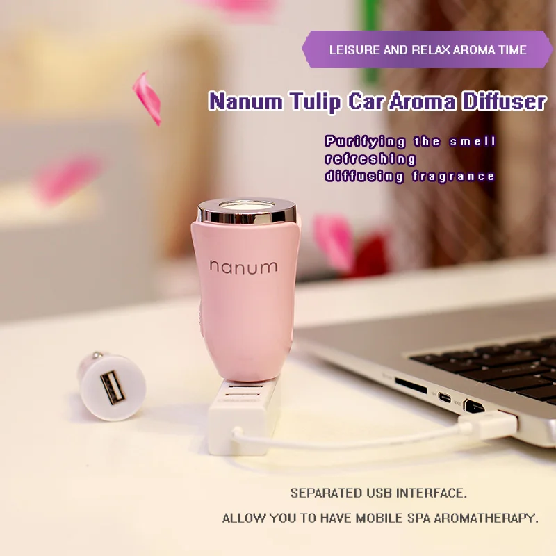 Nanum Car Air Freshener Tulip Aroma Mini USB Aromatherapy Humidifier  Essential Oil Diffuser Mist Maker Fogger