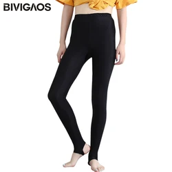 BIVIGAOS Spring Summer Women Leggings Thin Glossy Black Leggings High Elastic Slim Foot Legging Pants Sexy Leggings For Women