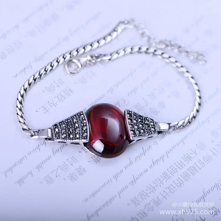 

KJJEAXCMY Fine Jewelry 925 Sterling Silver Bracelet l Garnet With Marcainian Bracelet