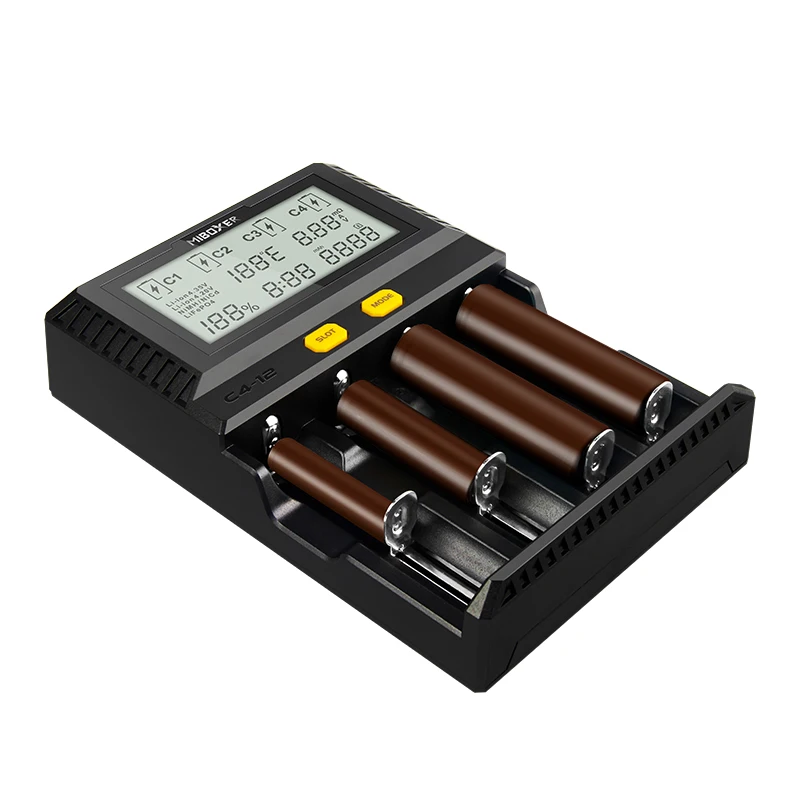 Miboxer 4Slots 3A/slot LCD Screen Battery Charger for Li-ion/Ni-MH/Ni-Cd/LiFePO4 18650 14500 26650 AAA AA rechargeable batteries