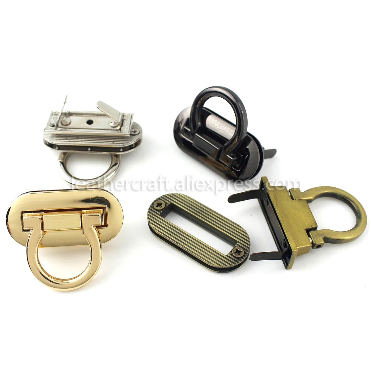 1x Metall-Taschenverschluss Ovaler Klappverschluss Schnallen Druckverschluss Lederhandwerk Damen-Taschenzubehör Geldbörsen-Handtaschen-Accessoires – Detail 4