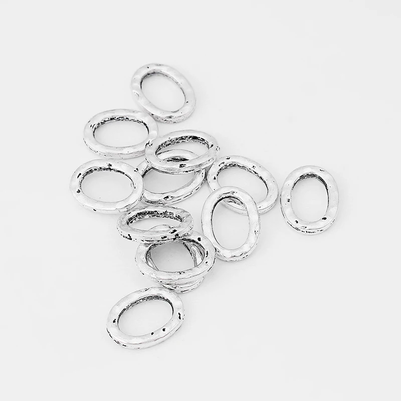 50pcs Antique Silver Color Ring Shaped Licorice Slider Spacers For 10*6mm Licorice Leather Cord Bracelet Jewelry Findings