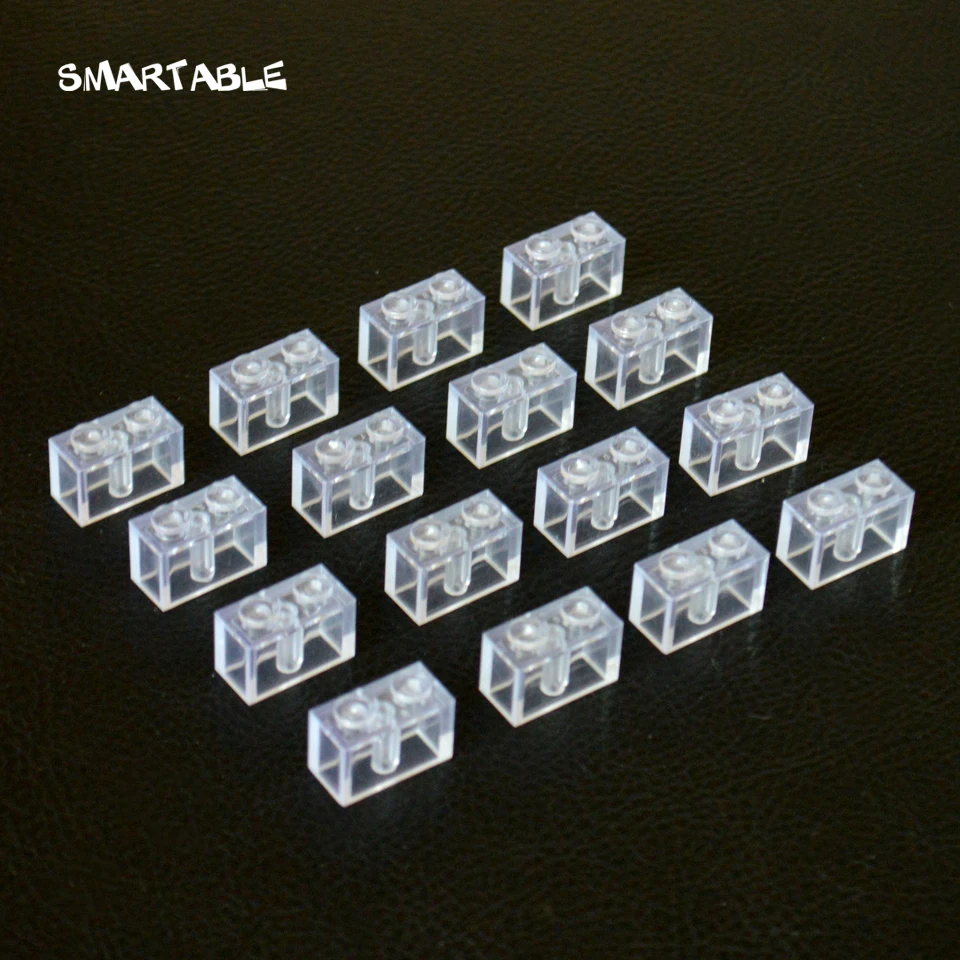 Smartable Transparent Clear Brick 1x2 Building Blocks DIY Creative Toys For Children Compatible Major Brands 3004 120pcs/lot