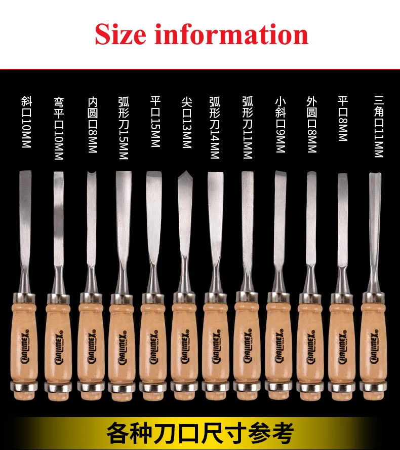 12pcs/Set  Woodworking  Wood Carving Chisel Gouge Set Hand Chisel Carpenter Knife Tools