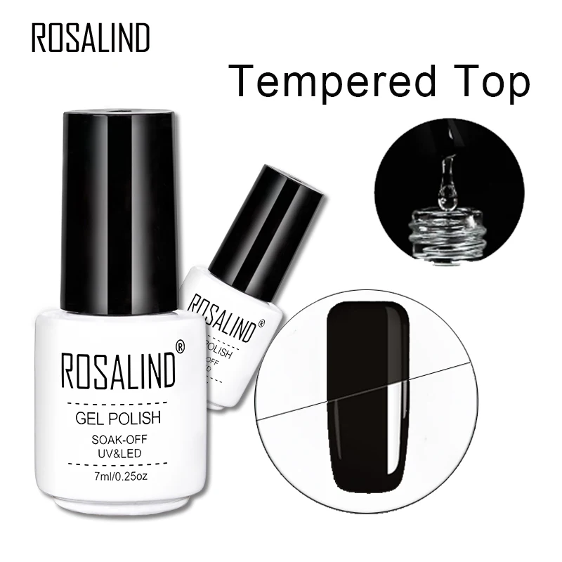 ROSALIND 7ml Base Coat&Top Coat Tempered Soak Off Primer Functional Reinforce Gel Nail polish Robber Gel Varnish For Nails