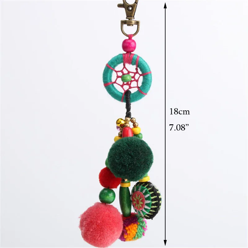 RE Charms bag handmade diy pompom keychain tassel trinket pompon key chain auto key accessories women\'s car keyrings gift D30