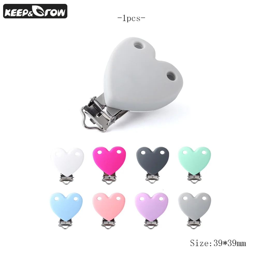 

Keep&Grow 1pc Heart Shape Pacifier Clips Silicone Holder Stainless Pacifier Chain Clip For Teething Necklace Nursing Accessories