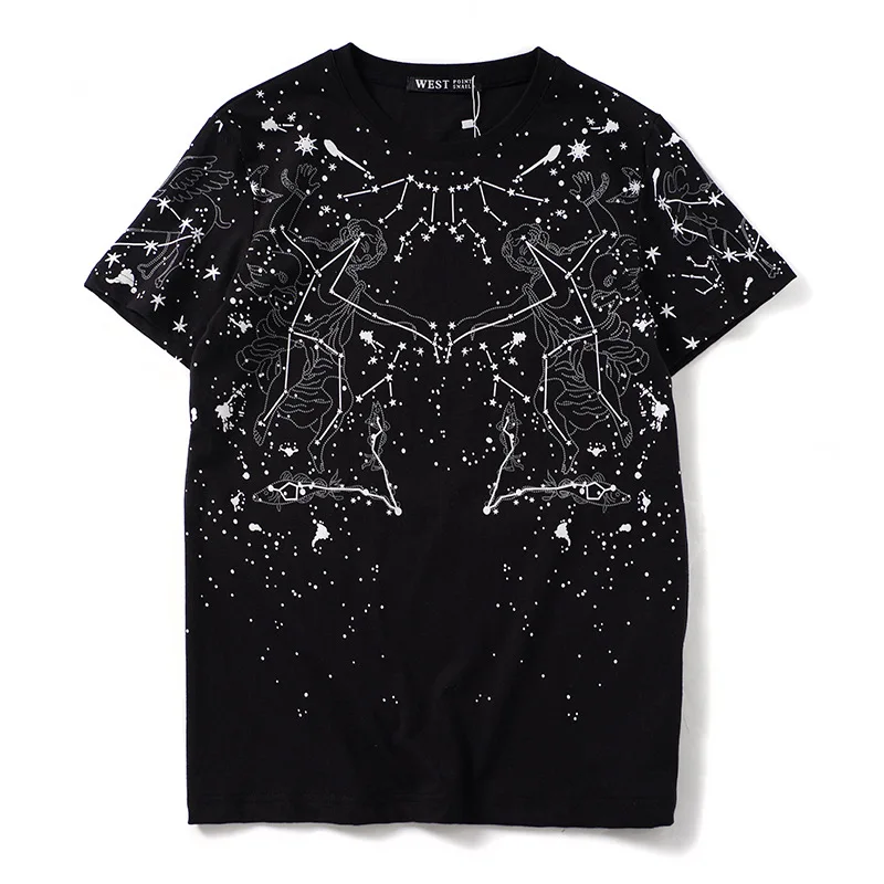 New Novelty 2019 Men 3D Sky star constellation T Shirts T-Shirt Hip Hop Skateboard Street Cotton T-Shirts Tee Top Kenye #19