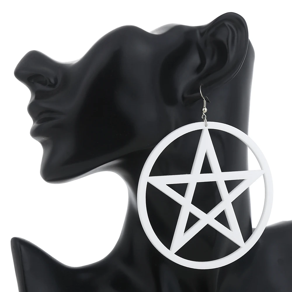 YAOLOGE Fashion Oversized Exaggerated Hyperbole Star Mix Long Acrylic Earring Hollow Pentagram Dangle Earrings For Women Jewelry