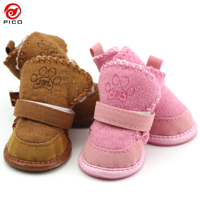 2018 NEW Pet Dog Cotton-padded Shoes Winter Fleece Warm Shoes Booties Pet Princess and Prince Crystal Shoes PT145