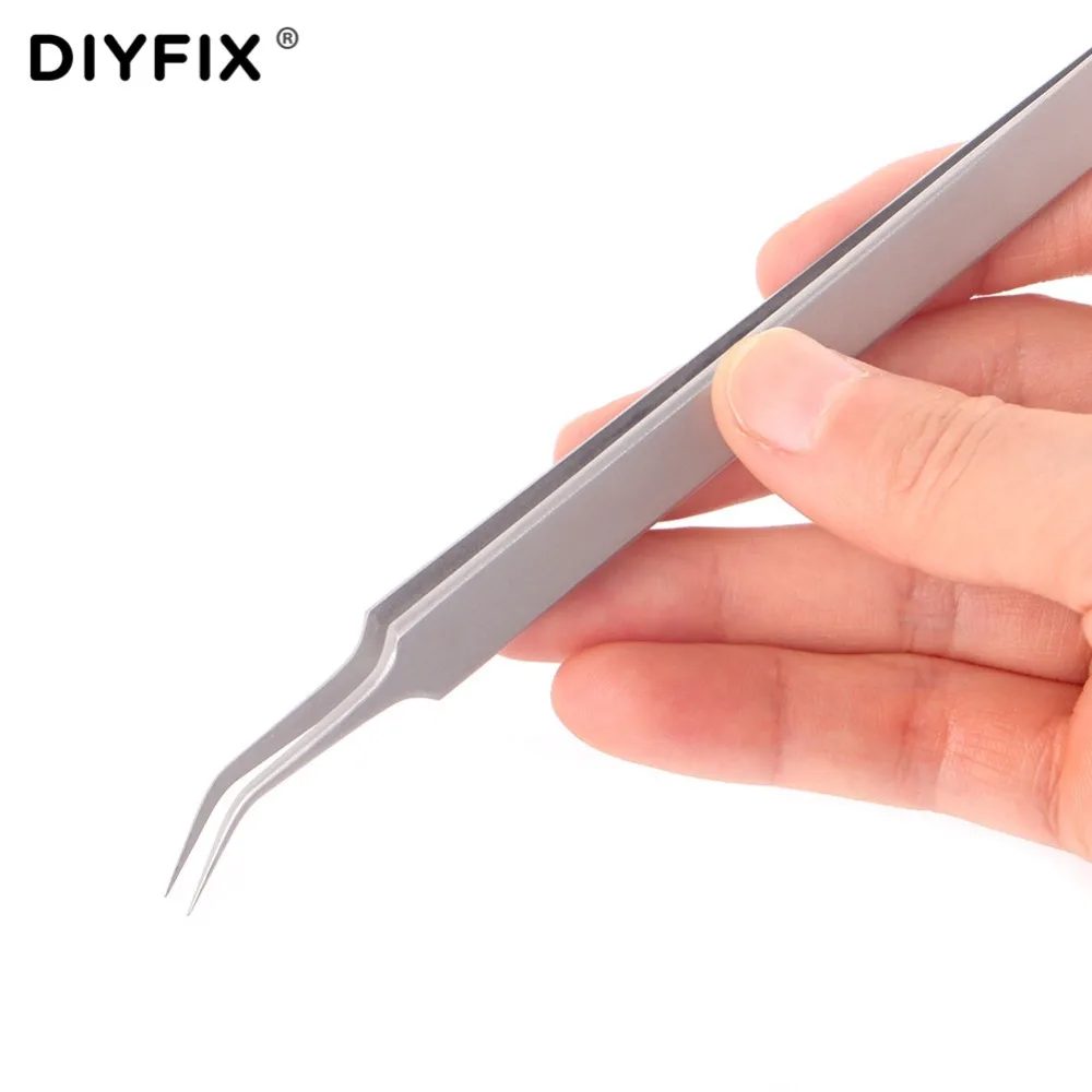 DIYFIX Precision Tweezers Ultra Thin Anti Static Forceps Clips For Jewelry Electronic Component Holding Picking Repair Hand Tool
