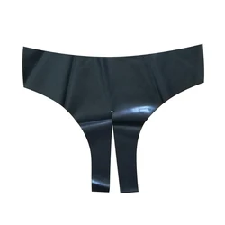 Calzoncillos de látex para cosplay, ropa interior Sexy, fetiche, pantalones cortos sin costuras, entrepierna abierta