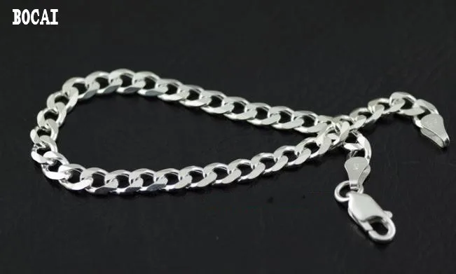 ITALY Italy imported 925 sterling silver  flat Italy Silver Bracelet image 2