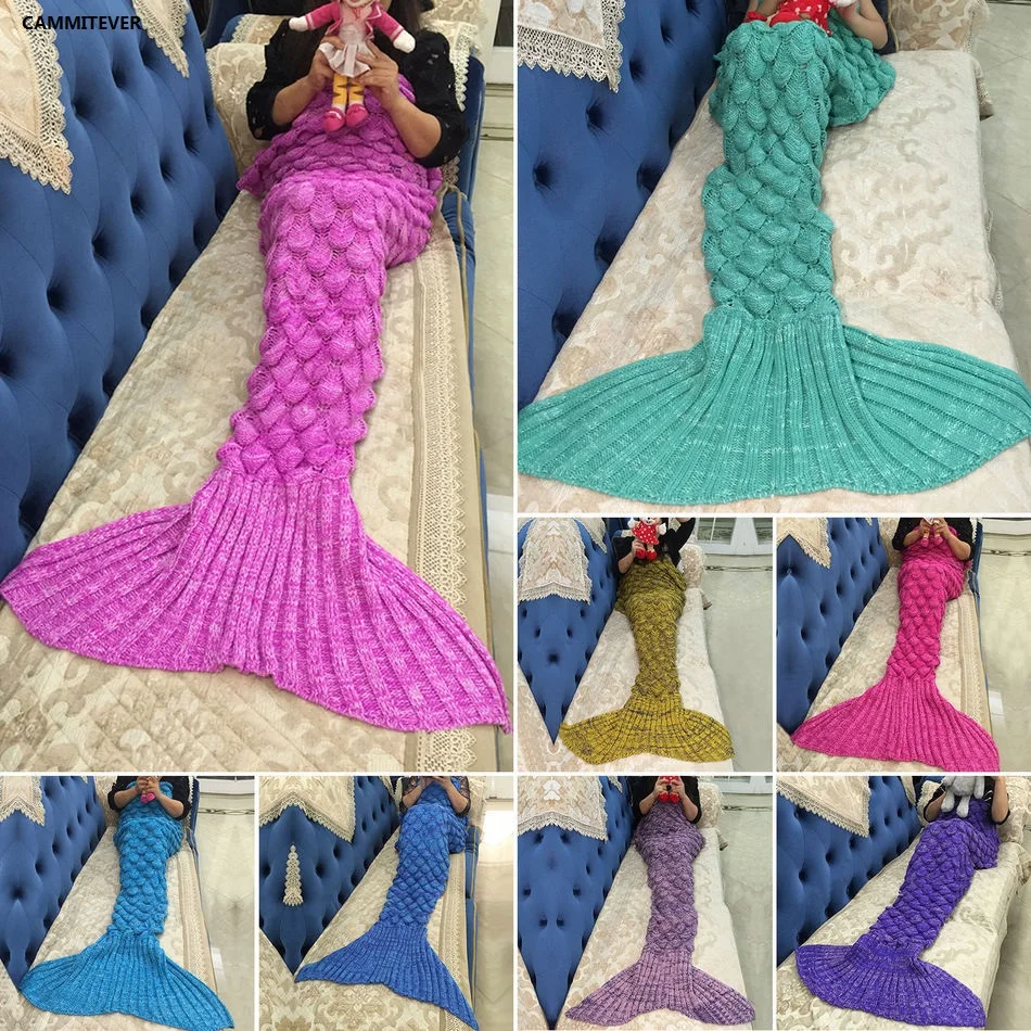 17 Colors Soft Mermaid Tail For Sofa Cover Adult Children Relax Sleeping Nap Colorful Blankets Dropshipping