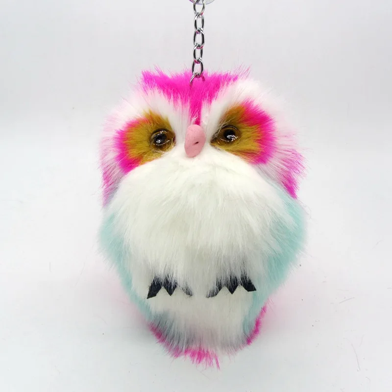 Cute Fluffy Owl Fur Pom Pom Key Chains Ring Woman Fuax Rabbit Fur Owl Bag Charms Keychain Man Car Keyring Jewelry Trinkets Gift