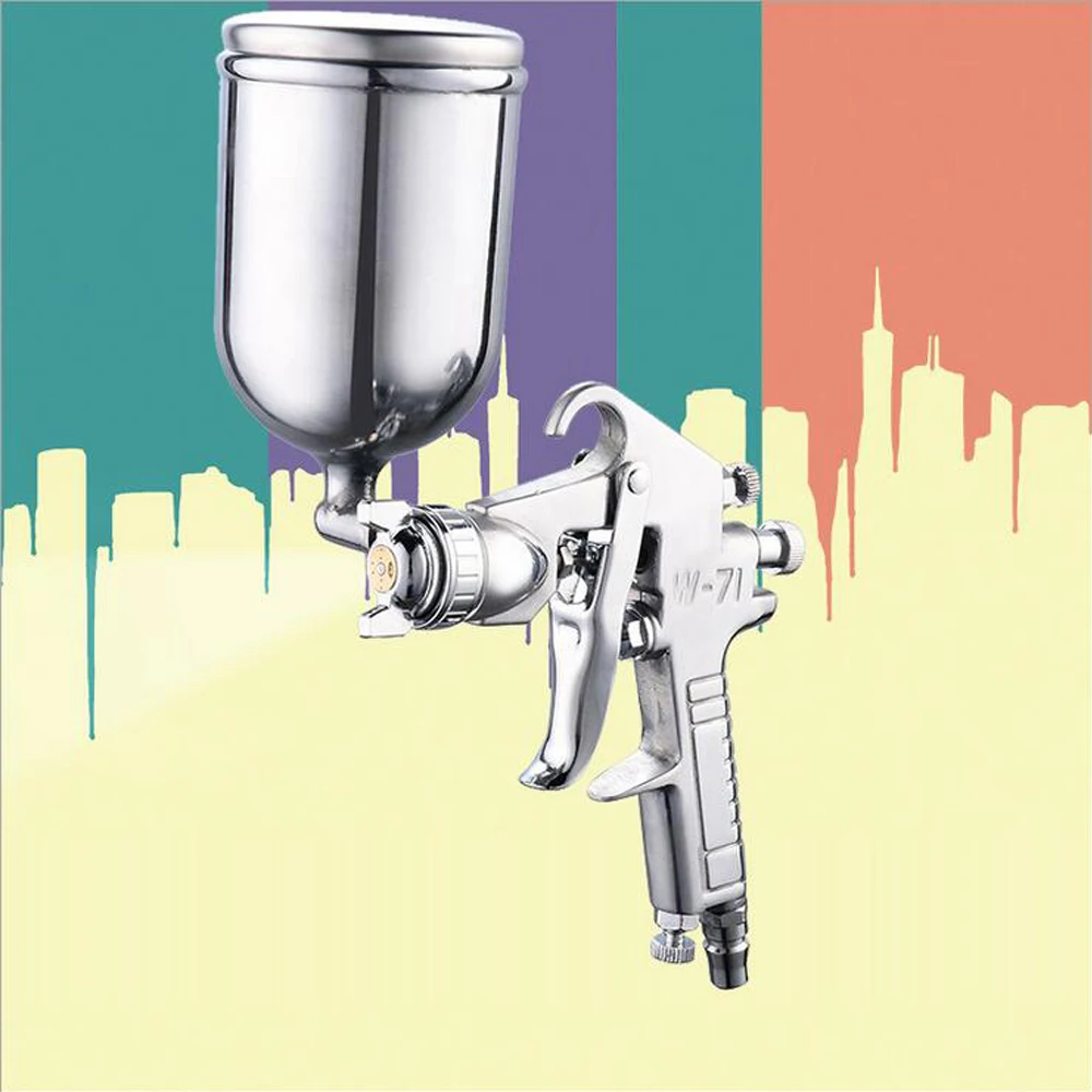 W-71 Professional Furniture Paint Guns W71 Spray Gun Airbrush Sprayer Alloy Painting Atomizer Tool With 400ML Hopper For Cars