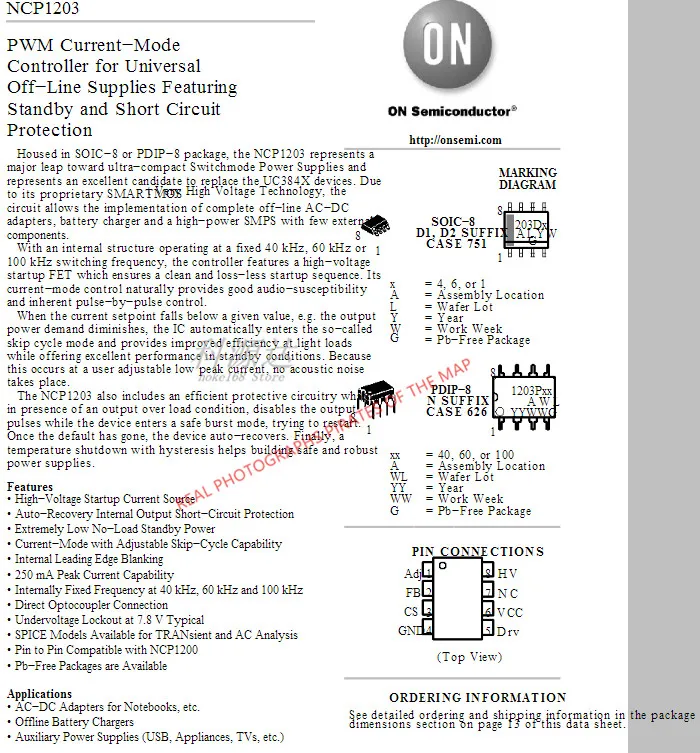 10 unids/lote NCP1203D40R2G SOP8 203D4 en Stock