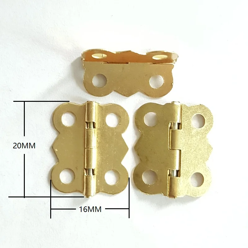 150pcs 16*20mm 90 Degrees Gold Color Hinge Archaize Butterfly Hinges Cabinet Hardware Wooden Box Case Decoration Accessories