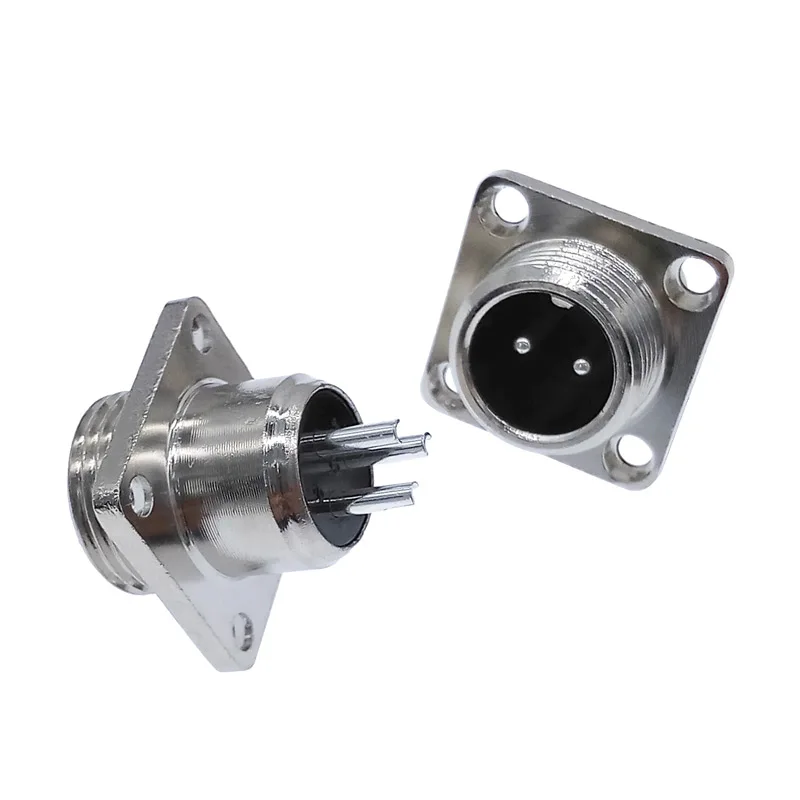GX12 connector square base flange socket 2 pin 3pin 4pin 5pin 6pin 7pin diam 12mm