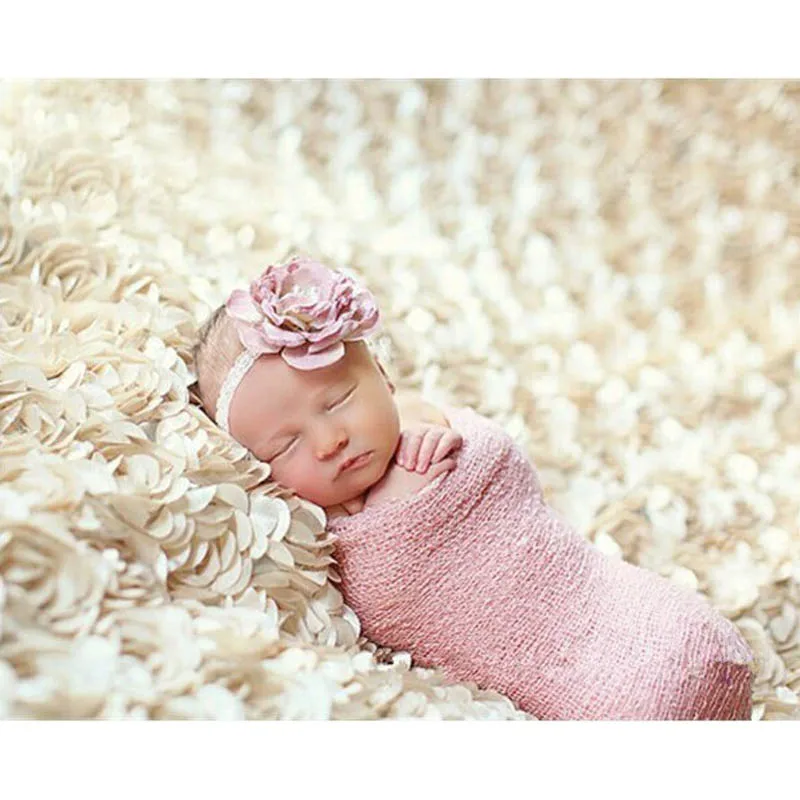 125*100cm  Baby Photo Prop 3D Rose Fabric Photo Blanket photography backdrop Satin Bridal Wedding Background rug