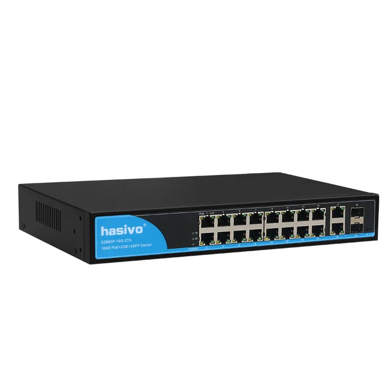 16 Ports POE Switch With 2 Gigabit SFP 16 PoE 2 SFP Ports Gigbit PoE Ethernet Network Switch 1000Mbps