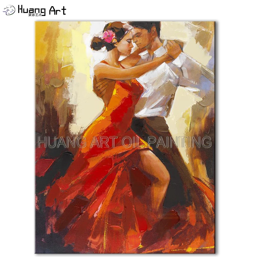 Handmade Tango Oil Painting on Canvas by Skilled Artist Impression Knife Dancer Wall Painting for Living Room Decoration Art