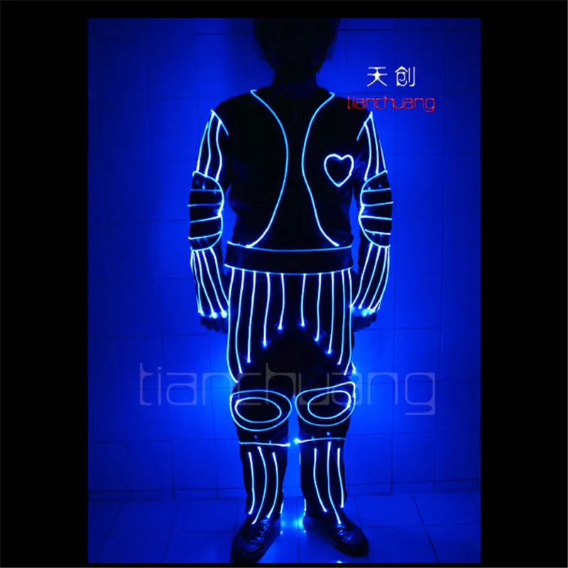 TC-40 Programmable lumious led dance clothes ballroom led costumes light RGB full color bar robot cloth men led cloth wear stage