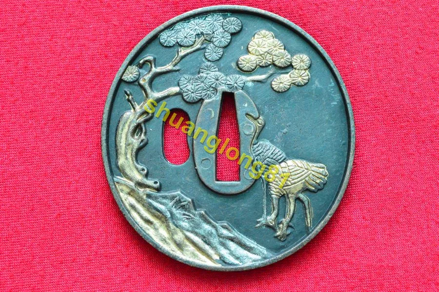 High Quality Fitting Guard Tsuba For Japanese Sword Samurai Katana Broadsword W Crane