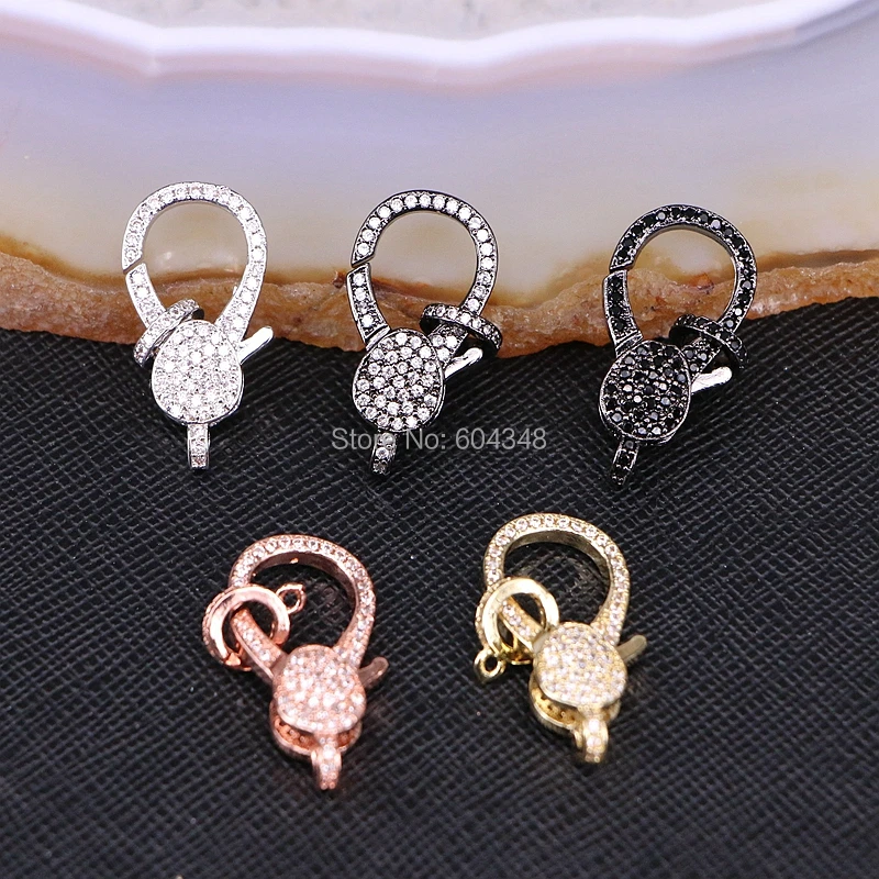 

10PCS ZYZ180-9112 Micro Pave CZ Clasps Jewelry Components Pave Zirconia Lobster Clasp Jewelry Findings 13 * 26 mm