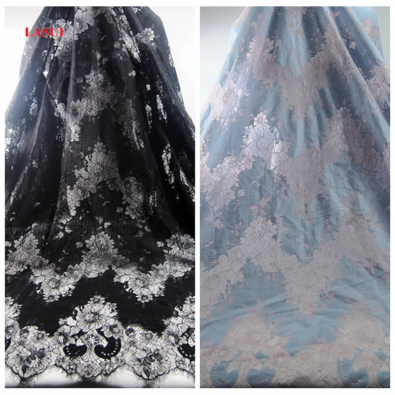 LASUI 1.5m =1 piece high quality 23 color two-tone pretty  eyelashes lace fabric DIY dress shirt cloth soft skin-friendly C0157