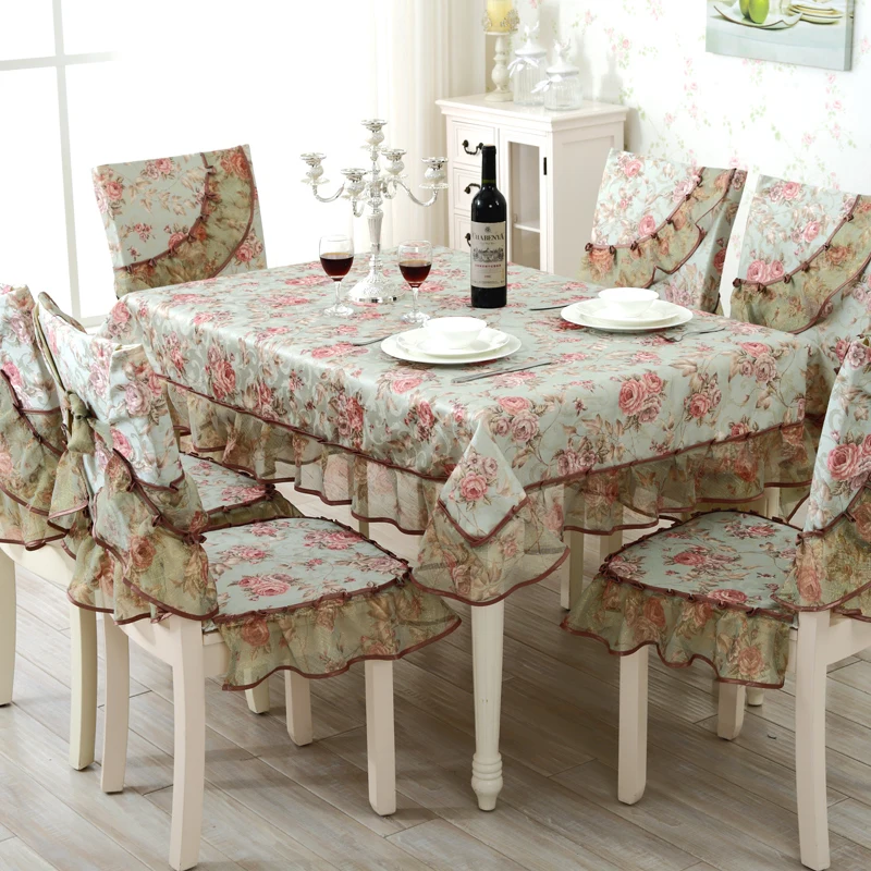 Top grade square dining table cloth chair covers cushion tables and chairs bundle chair cover rustic lace cloth set tablecloths image 2
