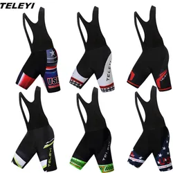 2019 TELEYI Green Cycling Bib Shorts Black bike bicycle padded shorts sleeve Sportswear MTB Clothing men Ropa Ciclismo maillot