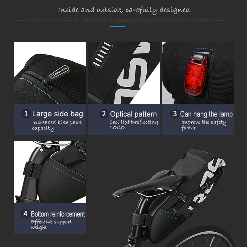 ROSWHEEL NEW MTB  bike bag cycling bicycle saddle tail rear seat waterproof Storage bags accessories high-capacity  8L 10L