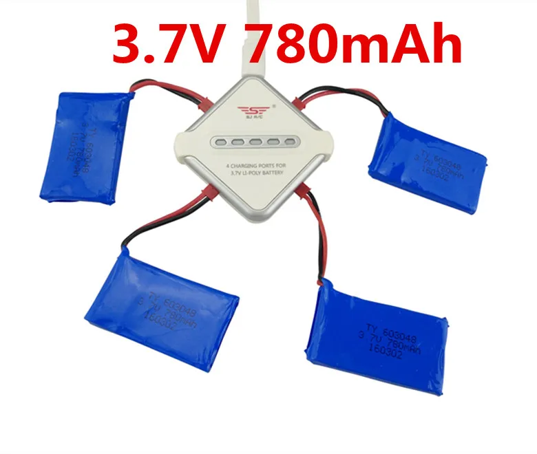 

4 in1 Balance Charger 4x 780mAh Battery Kit For V686 V686G V686K V686J V636 V626 Quadcopter Drone