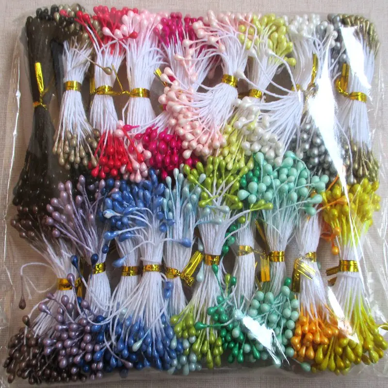 Mehrfarbig, 3 mm, 90 Stück, künstliche Zuckerblüten-Staubblätter für Bastelarbeiten, Zuhause, Hochzeit, Dekoration, Kuchendekoration und DIY-Stempelstaubblatt – Detail 2