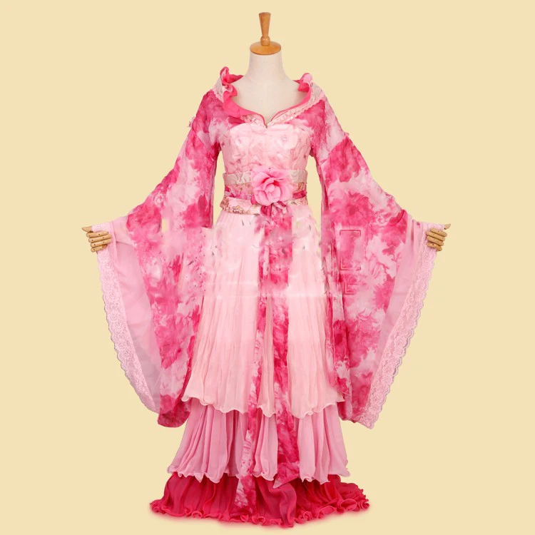 2 Colors Tong Yan Peach Blossom Print Chiffon Tang Princess Hanfu Costume Classical Dance Costume for Women Stage Performance