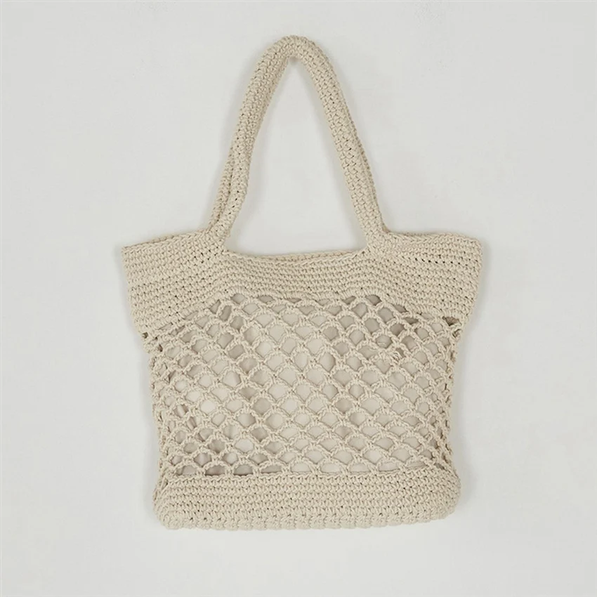 College wind super fire hollow net woven bag literary small fresh travel leisure beach bag hand shoulder bag