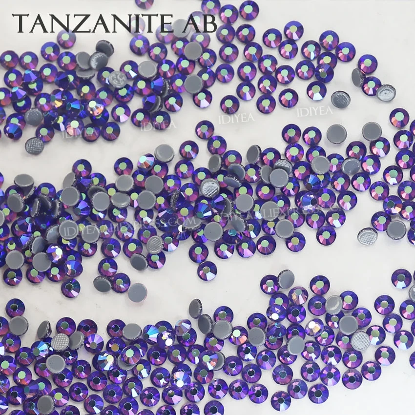 Tanzanite AB hot melt flat back rhinestone hotfix crystal strass glass stone for needlework wedding dresses sparkling decoration