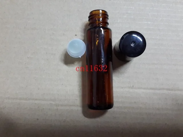 

600pcs/lot Free Shipping 10ml (1/3oz) AMBER Thick Glass Roll On Essential Oils Bottle Roller Ball