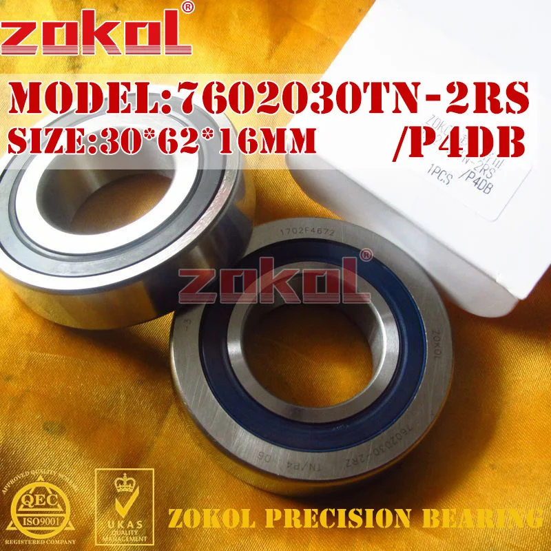 

ZOKOL 7602030 TN 2RS P4 DB C 760206 2RSDB Axial Angular Contact Ball Bearing 30*62*16mm