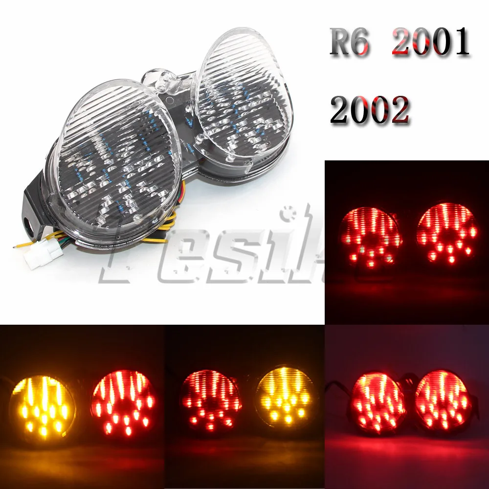 

LED motorcycle taillight For YAMAHA YZF R6 2001 2002 Diesel Chrome Brake Turn Signals Integrated