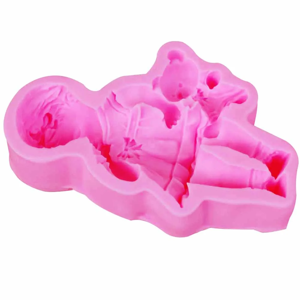 3D Girl Doll Bears Chocolate Moulds Silicone Molds Kitchen-Baking Resin Form Home Decoration Clay Craft Fondant Cake Tools m925